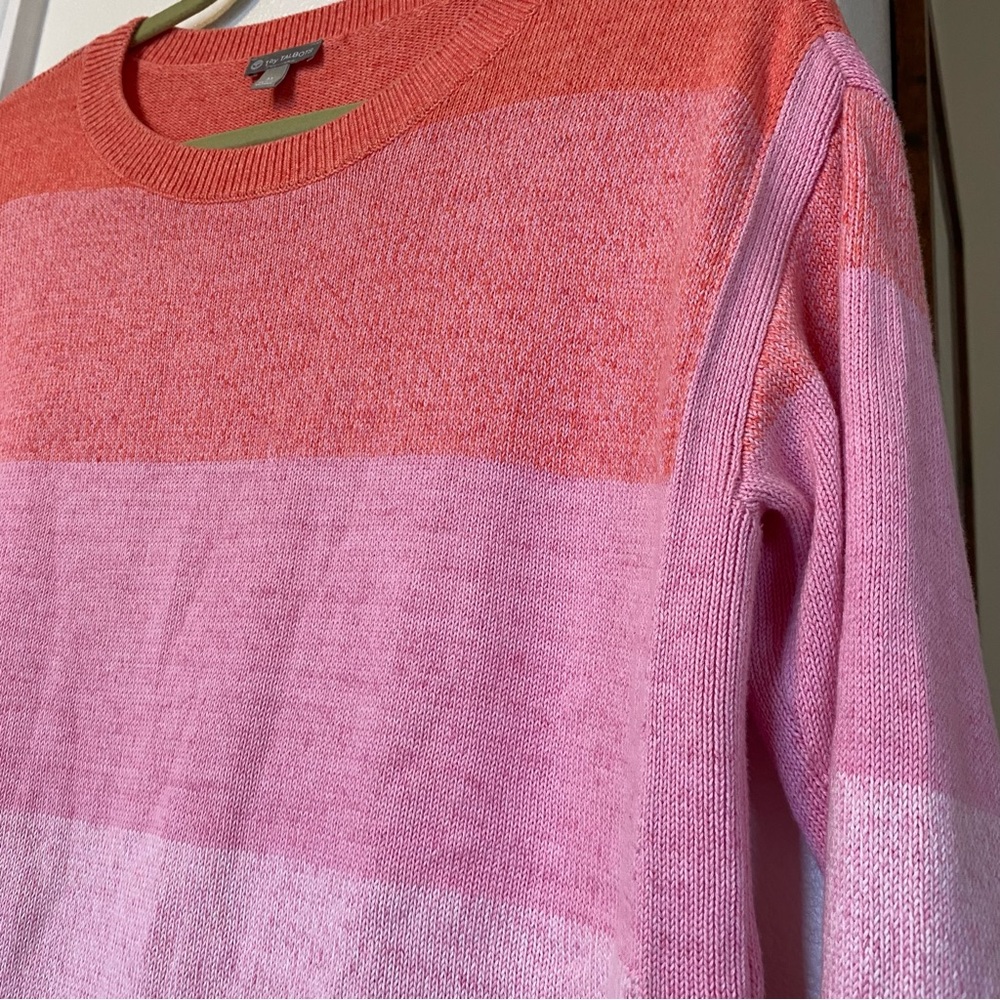 T By Talbots Medium Pink Gradient Striped Sweater - Picture 4 of 7